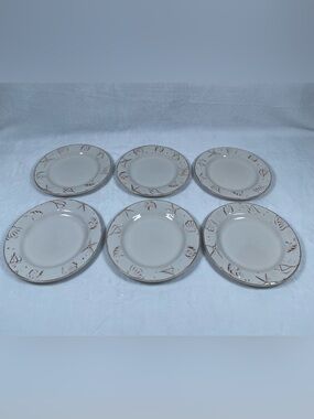 LOT OF 6 Thomson Pottery HAMPTON Salad Plates 8.5” Embossed Sea Shells Stoneware